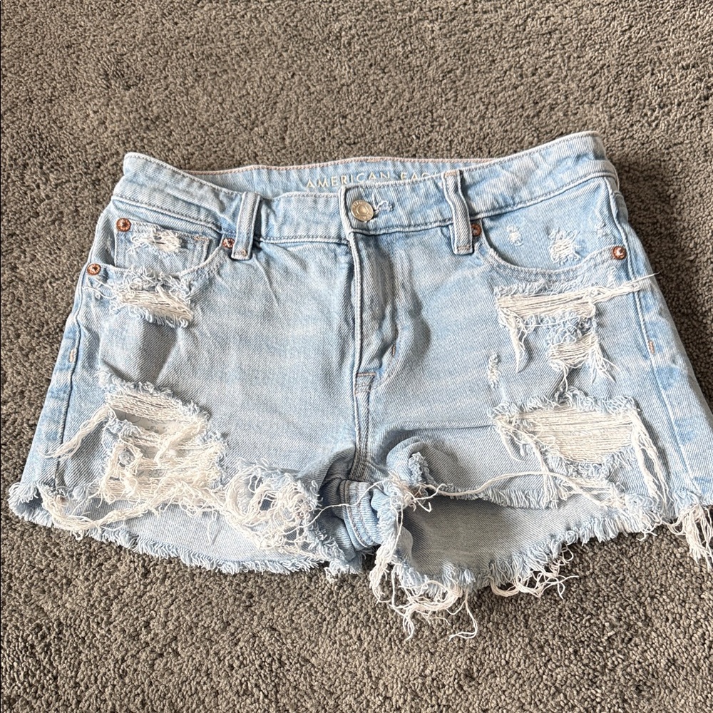 American Eagle Outfitters Light Blue Ripped Jean Shorts